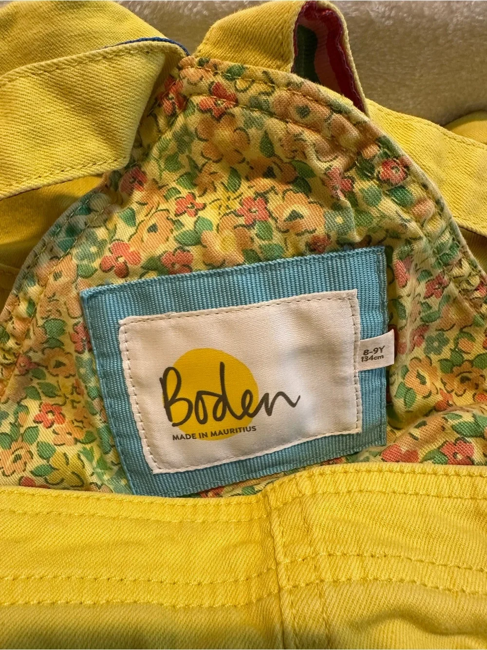 Boden Girls Yellow Daisy Short Overalls